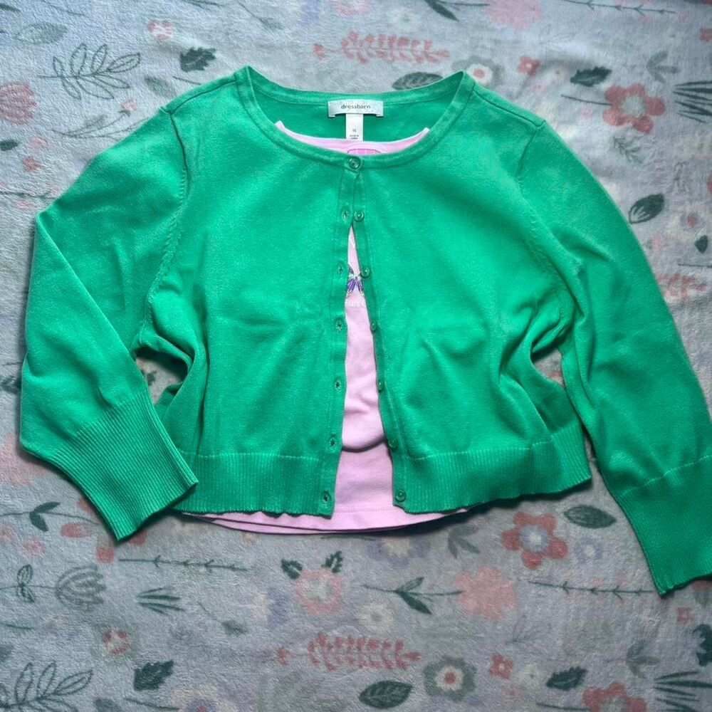 Dressbarn Green Cardigan 16 - Twee Preppy Cottage Fairy Y2K Retro Grandma Spring